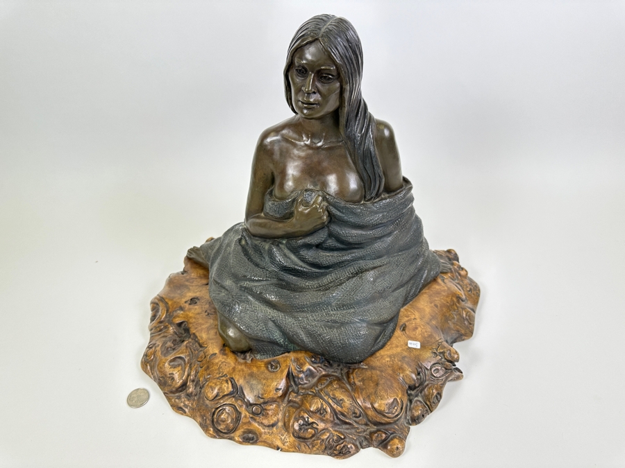 Stunning Limited Edition Bronze Sculpture By Joy Maushake On Wooden Base 16W X 15D X 15H Retails $1,125 [Photo 3]