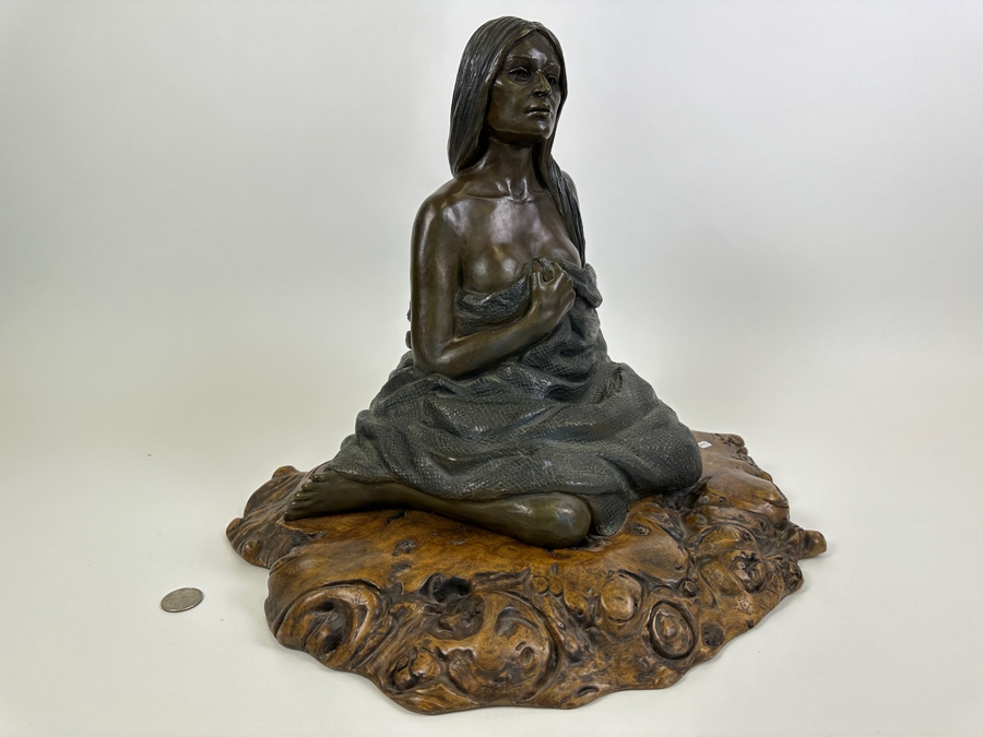 Stunning Limited Edition Bronze Sculpture By Joy Maushake On Wooden Base 16W X 15D X 15H Retails $1,125 [Photo 4]