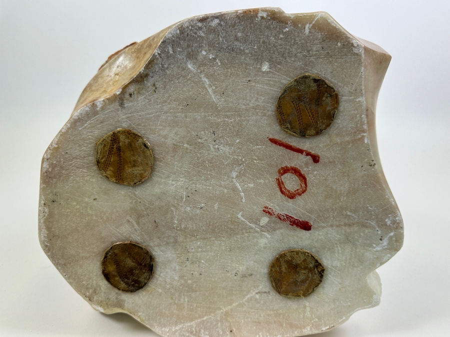 Vintage 1985 Carved Alabaster Sculpture Of A Native American Chief Signed Riley Manning 11W X 9D X 13.5H [Photo 14]