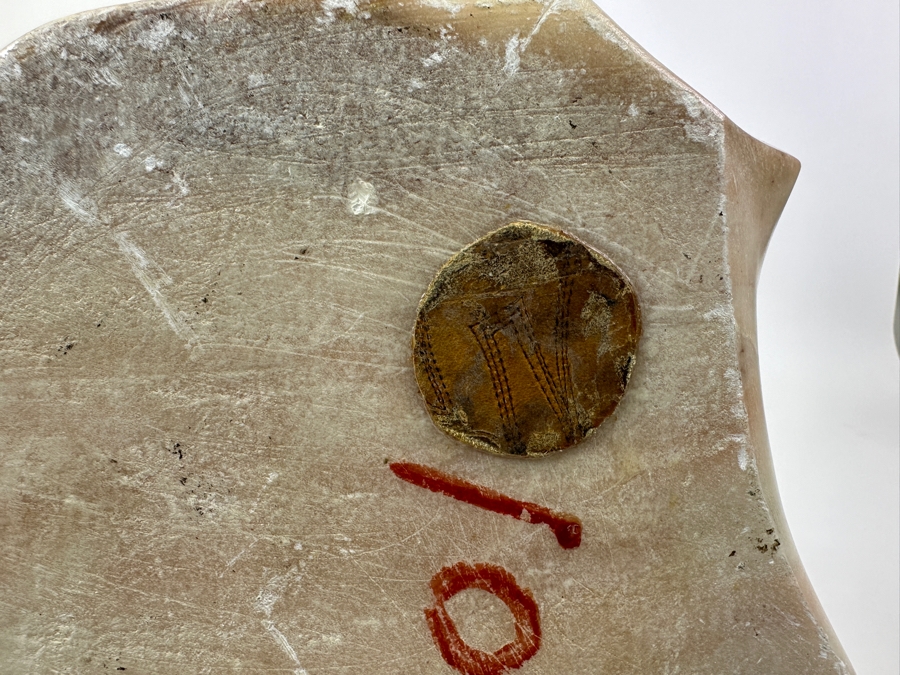 Vintage 1985 Carved Alabaster Sculpture Of A Native American Chief Signed Riley Manning 11W X 9D X 13.5H [Photo 15]