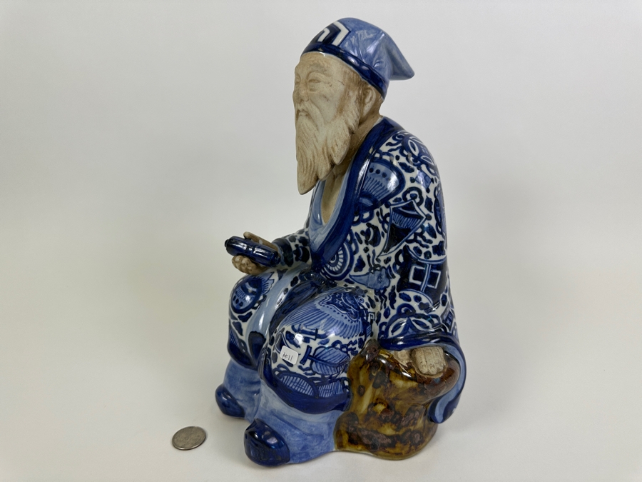 Vintage Japanese Kutani Porcelain Jurojin God Of Longevity Figurine 12H [Photo 4]