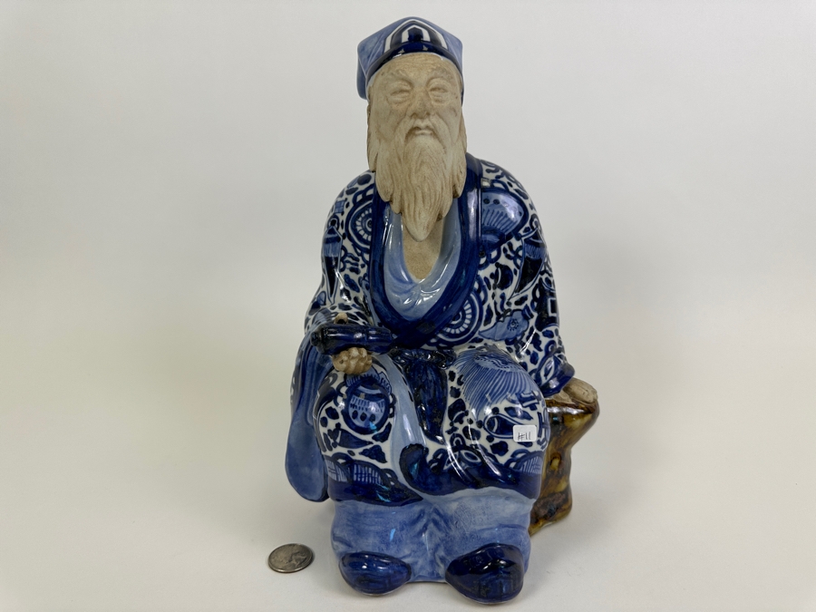 Vintage Japanese Kutani Porcelain Jurojin God Of Longevity Figurine 12H [Photo 2]