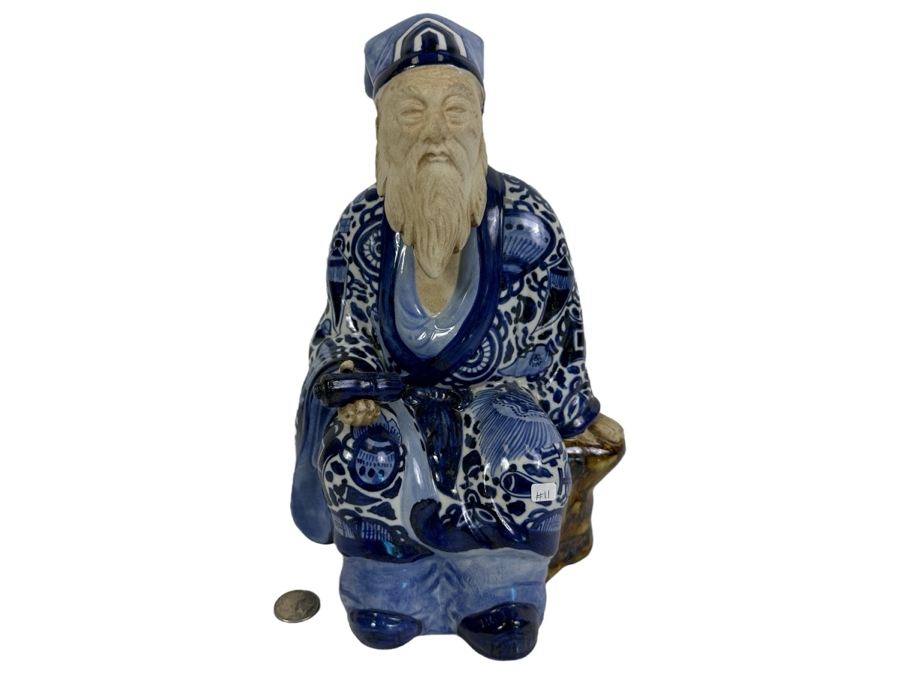 Vintage Japanese Kutani Porcelain Jurojin God Of Longevity Figurine 12H [Photo 1]