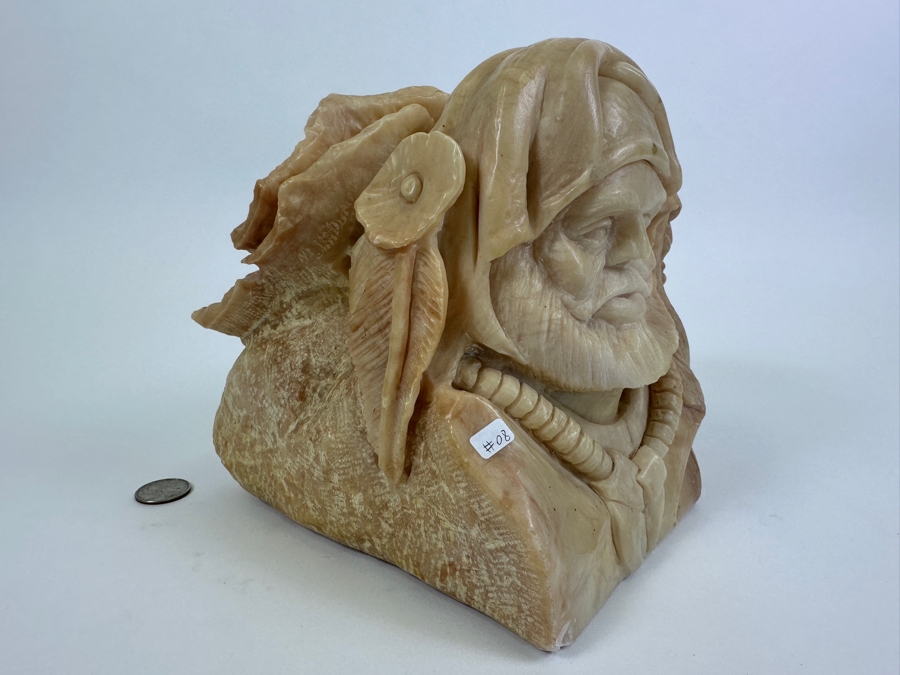 Vintage 1985 Carved Alabaster Sculpture Signed Riley Manning 9.5W X 7.5D X 7H [Photo 5]