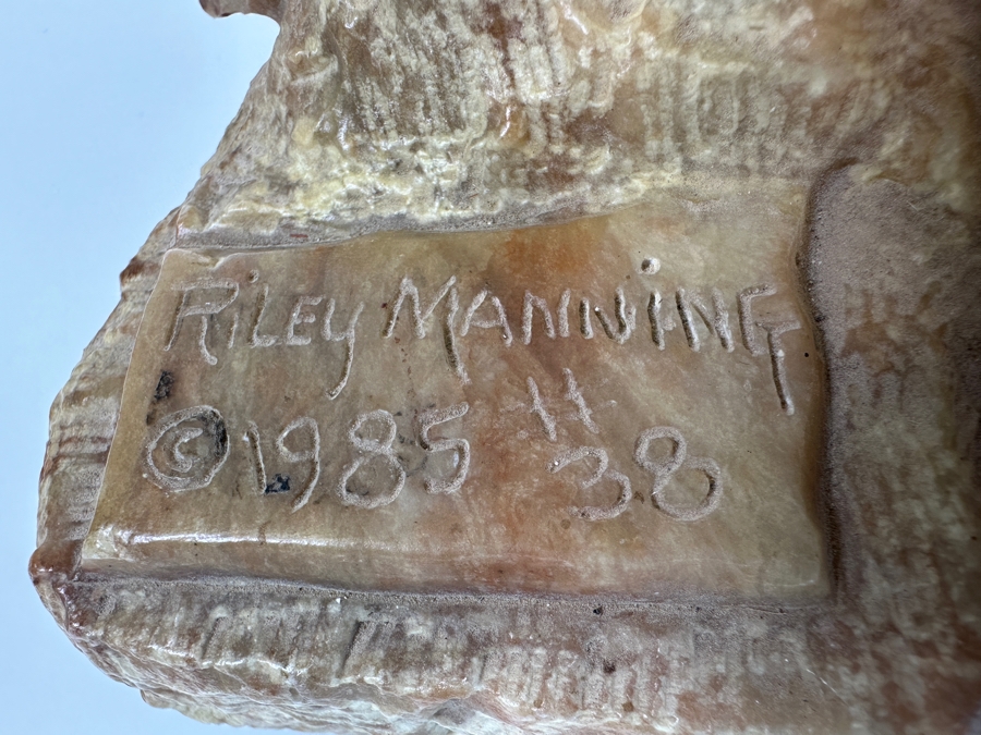 Vintage 1985 Carved Alabaster Sculpture Signed Riley Manning 9.5W X 7.5D X 7H [Photo 8]