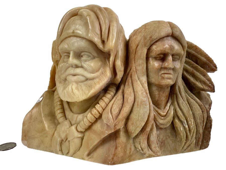 Vintage 1985 Carved Alabaster Sculpture Signed Riley Manning 9.5W X 7.5D X 7H [Photo 1]
