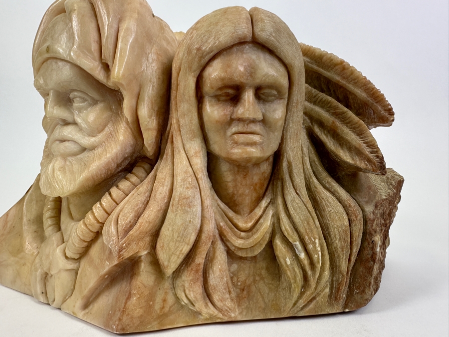 Vintage 1985 Carved Alabaster Sculpture Signed Riley Manning 9.5W X 7.5D X 7H [Photo 3]