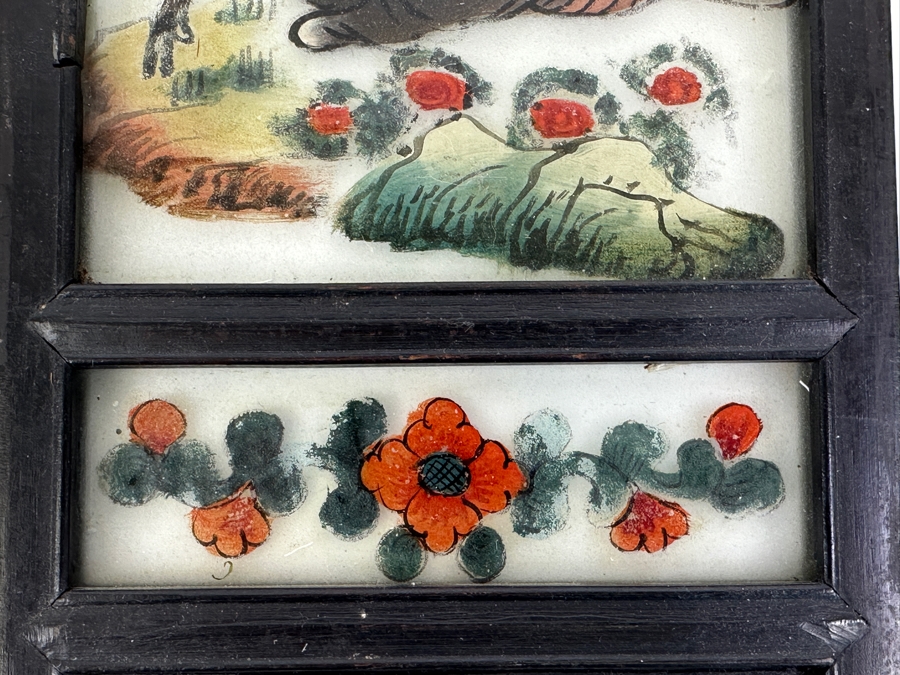Vintage Reverse Chinese Painting on Blown Milk Glass 6'W x 17.5'H [Photo 7]