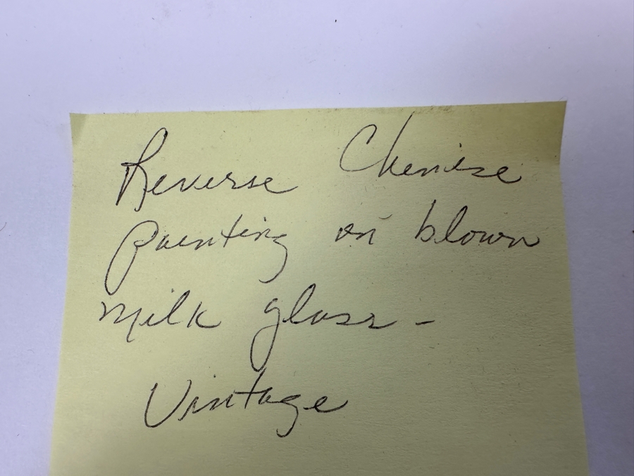 Vintage Reverse Chinese Painting on Blown Milk Glass 6'W x 17.5'H [Photo 11]