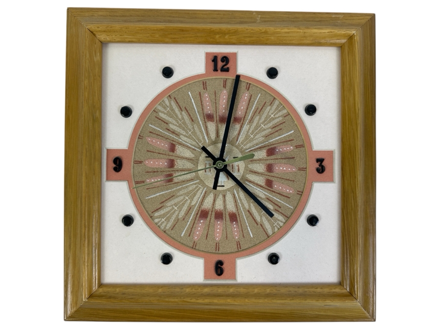 Vintage Native American Sand Painting By Jerome Begay Titled 'Sun Eagle' Quartz Clock 10.5 X 10.5 [Photo 1]