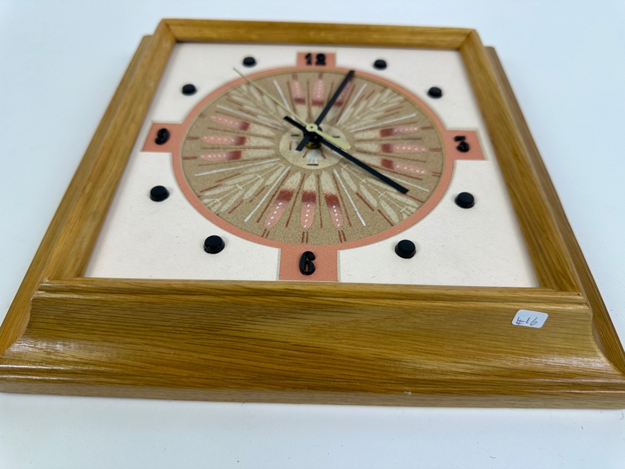 Vintage Native American Sand Painting By Jerome Begay Titled 'Sun Eagle' Quartz Clock 10.5 X 10.5 [Photo 5]