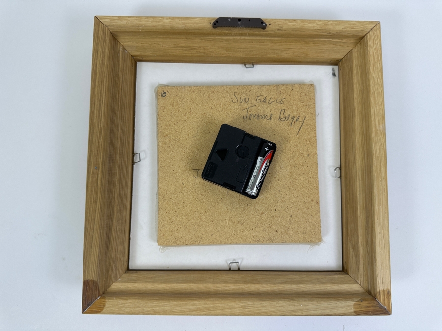 Vintage Native American Sand Painting By Jerome Begay Titled 'Sun Eagle' Quartz Clock 10.5 X 10.5 [Photo 6]