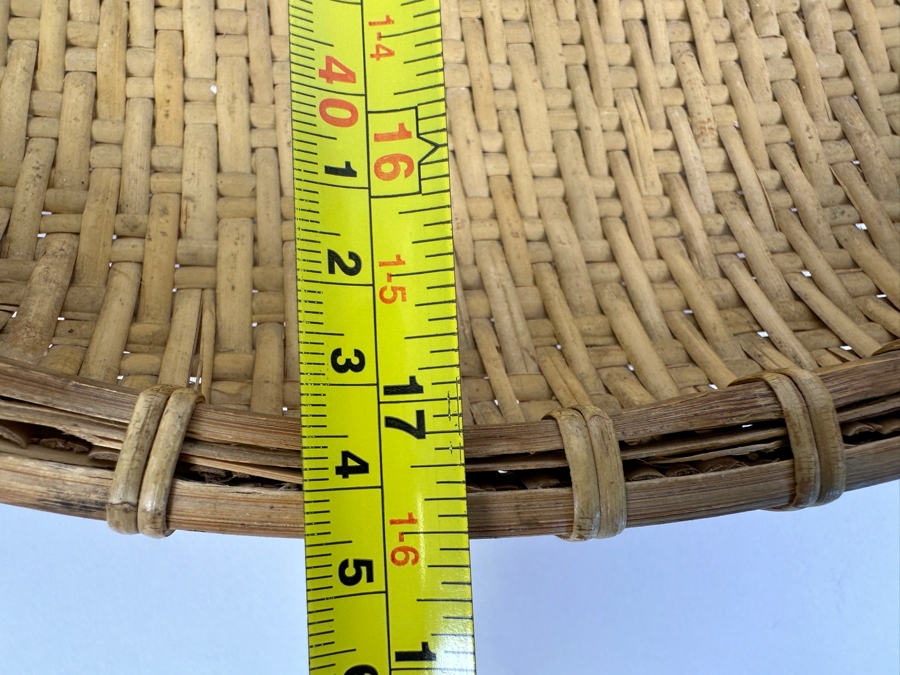 Vintage Winnowing Basket Bowl Oval Woven Bamboo 15W X 17.5D X 3H [Photo 10]