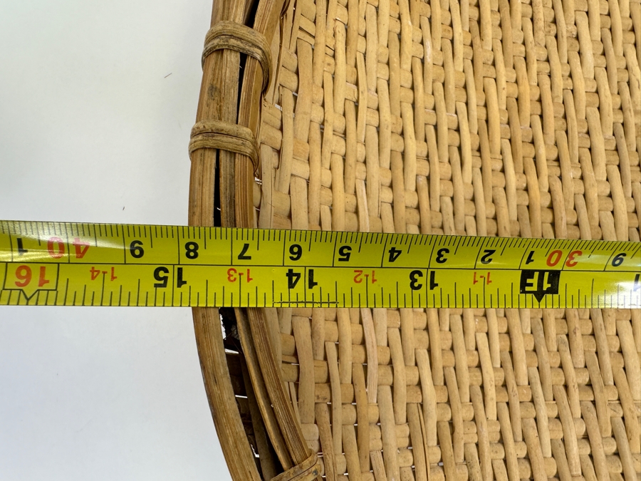 Vintage Winnowing Basket Bowl Oval Woven Bamboo 15W X 17.5D X 3H [Photo 9]
