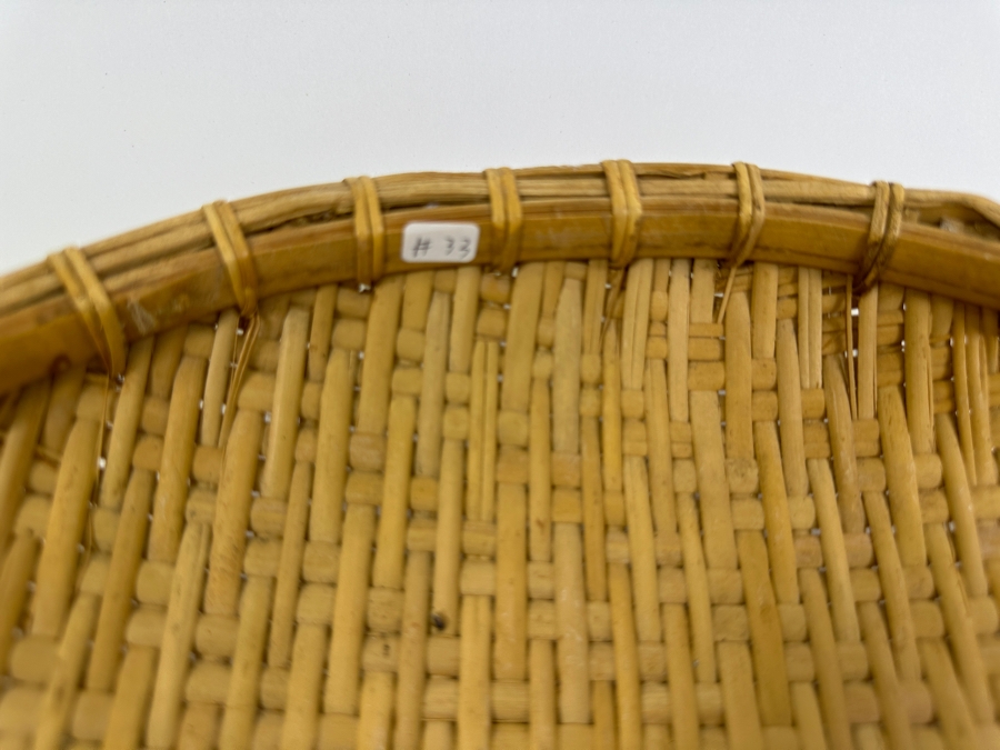 Vintage Winnowing Basket Bowl Oval Woven Bamboo 15W X 17.5D X 3H [Photo 5]