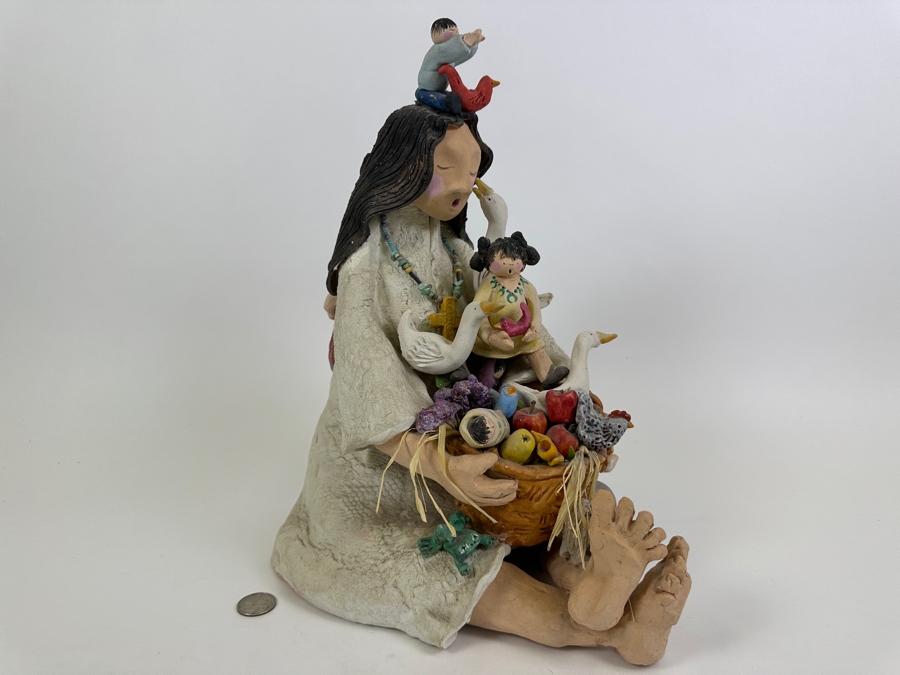 Native American Storyteller Pottery By Linda Zaiser 9W X 12D X 15.5H Retails $375 [Photo 4]