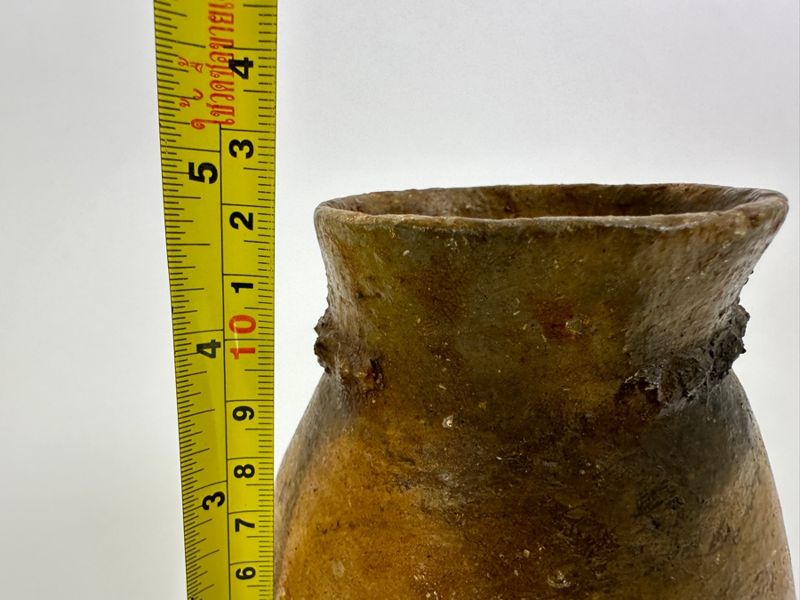 Vintage Pine Pitch Navajo Pottery Clay Jar with Raised Corn Design 5'H [Photo 7]