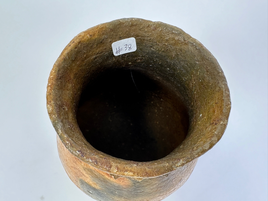 Vintage Pine Pitch Navajo Pottery Clay Jar with Raised Corn Design 5'H [Photo 4]