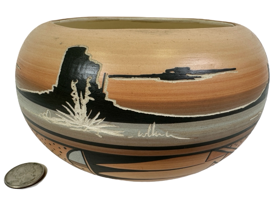 Dine' Ba'Hane' Navajo Pottery Bowl 'Continue Light of Beauty' by Bluebird [Photo 1]