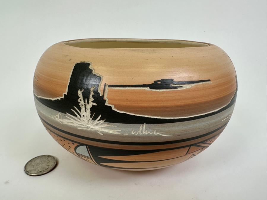 Dine' Ba'Hane' Navajo Pottery Bowl 'Continue Light of Beauty' by Bluebird [Photo 3]