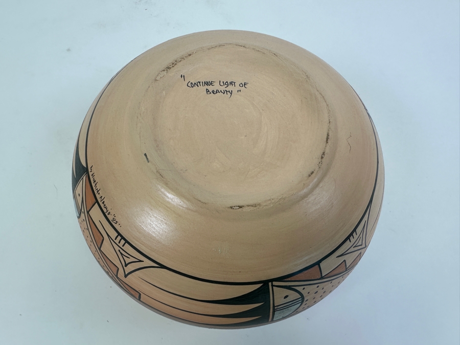 Dine' Ba'Hane' Navajo Pottery Bowl 'Continue Light of Beauty' by Bluebird [Photo 9]