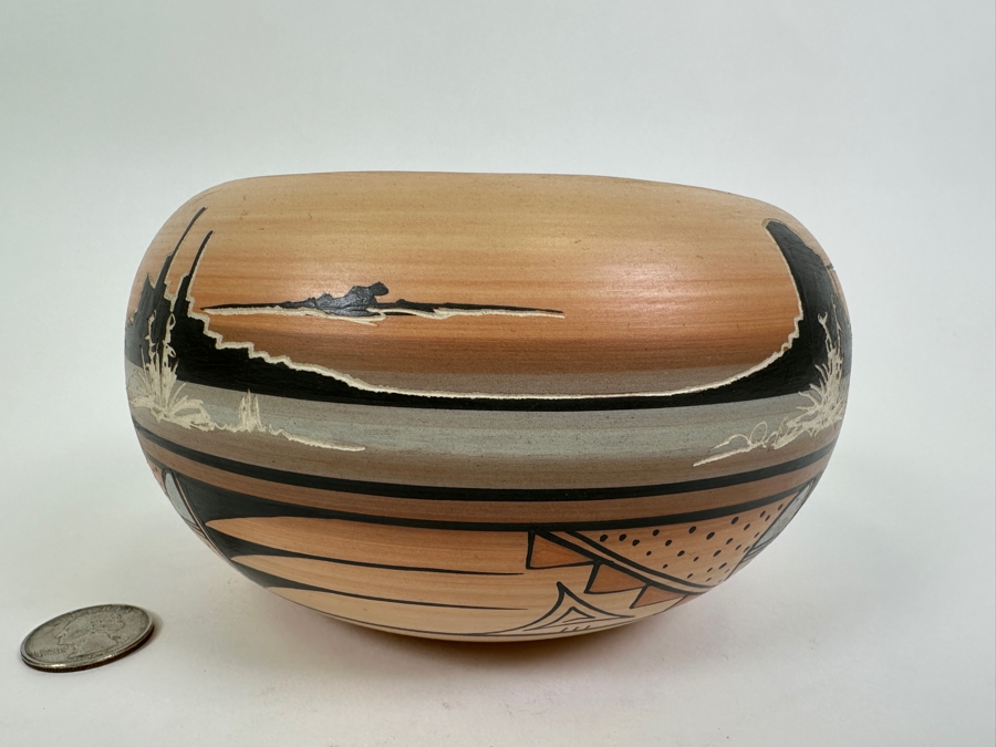 Dine' Ba'Hane' Navajo Pottery Bowl 'Continue Light of Beauty' by Bluebird [Photo 4]