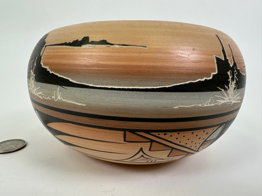 Dine' Ba'Hane' Navajo Pottery Bowl 'Continue Light of Beauty' by Bluebird [Photo 5]