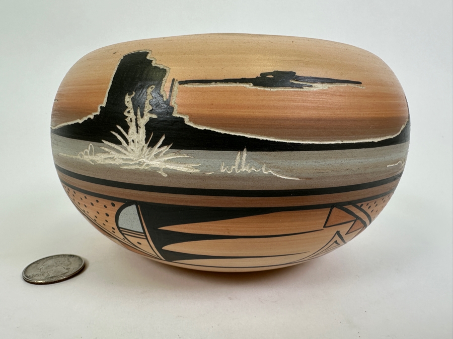 Dine' Ba'Hane' Navajo Pottery Bowl 'Continue Light of Beauty' by Bluebird [Photo 2]