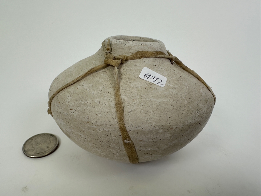 Tarahumera Vessel with Rawhide Straps 4'W x 2.5'H [Photo 2]