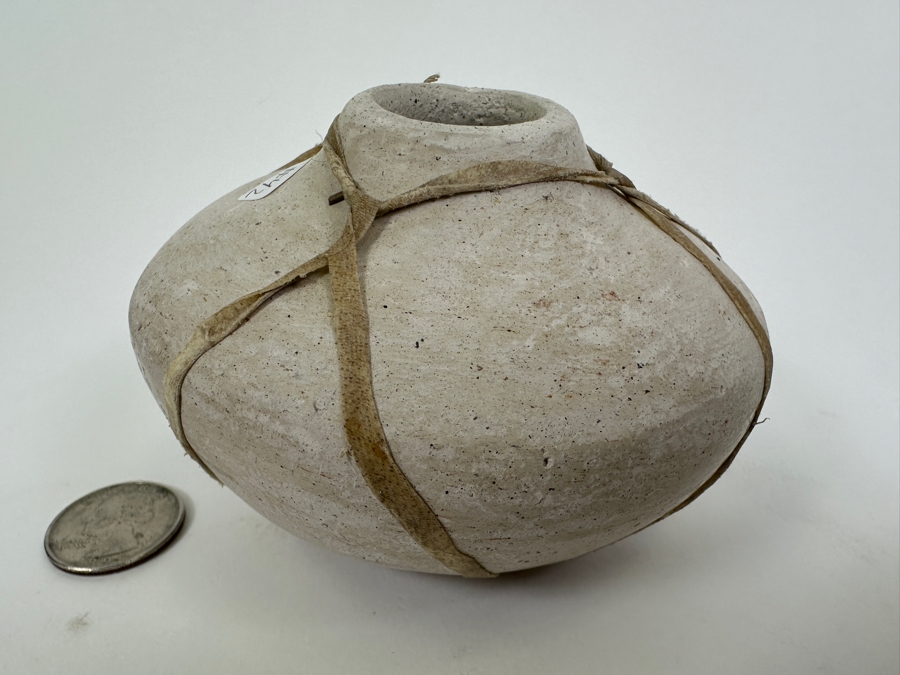 Tarahumera Vessel with Rawhide Straps 4'W x 2.5'H [Photo 5]