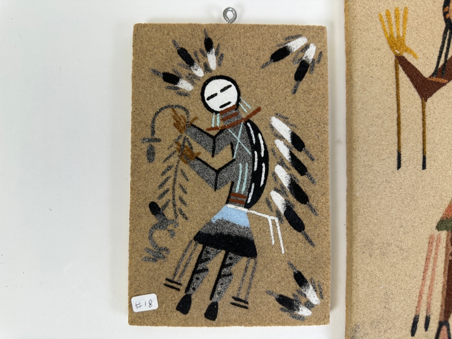 Pair Of Native American Sand Paintings 4 X 6 And 5 X 9 [Photo 4]