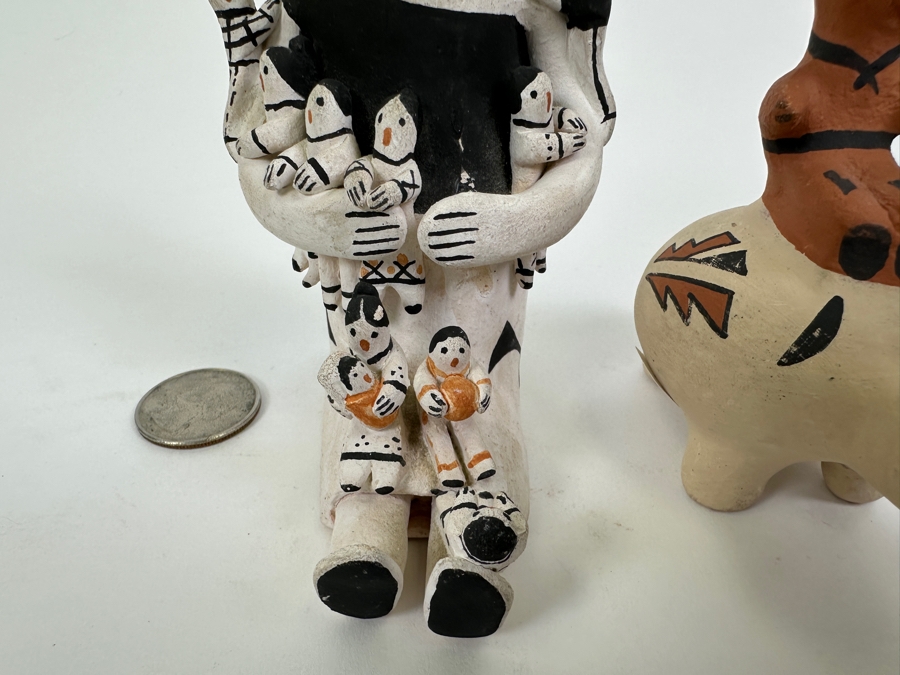 Native American Storyteller Signed C Garcia Acoma and Turtle Clay Pottery Signed R Fragua Jemez 4.25'H, 3.75'H [Photo 4]