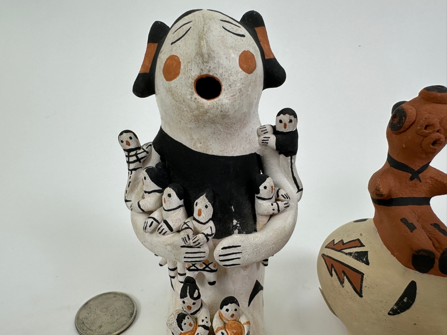 Native American Storyteller Signed C Garcia Acoma and Turtle Clay Pottery Signed R Fragua Jemez 4.25'H, 3.75'H [Photo 5]