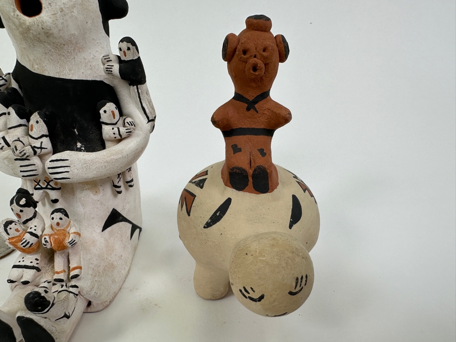 Native American Storyteller Signed C Garcia Acoma and Turtle Clay Pottery Signed R Fragua Jemez 4.25'H, 3.75'H [Photo 6]