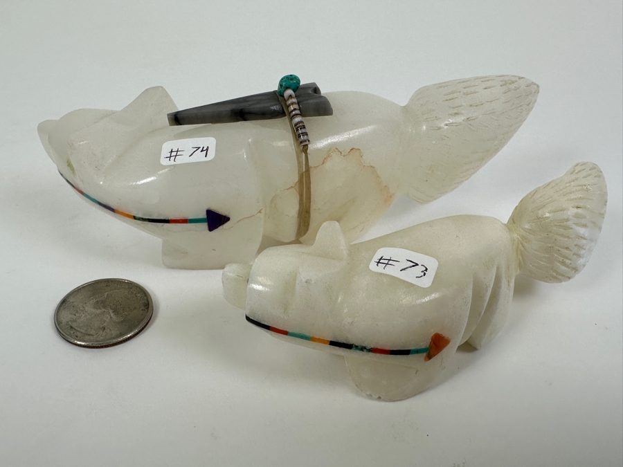 Zuni Alabaster Bear Fetishes 4.5'W, 6'W [Photo 3]