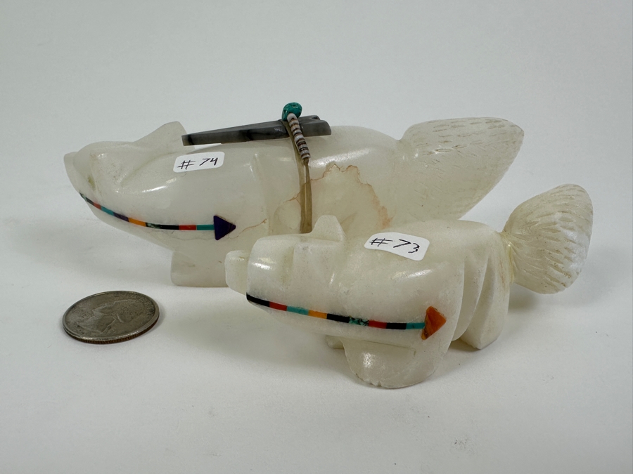 Zuni Alabaster Bear Fetishes 4.5'W, 6'W [Photo 2]