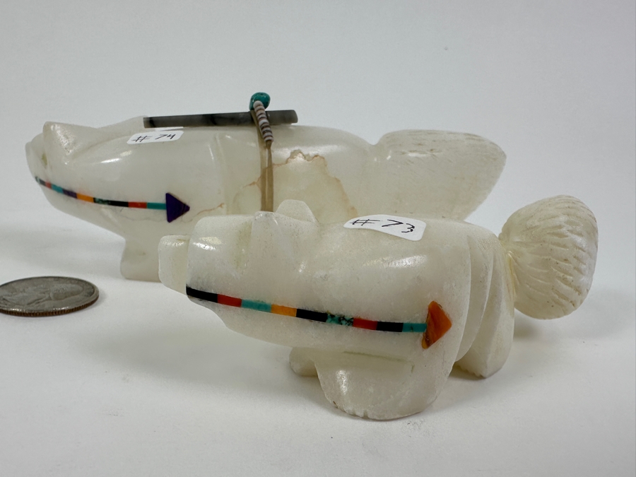 Zuni Alabaster Bear Fetishes 4.5'W, 6'W [Photo 4]