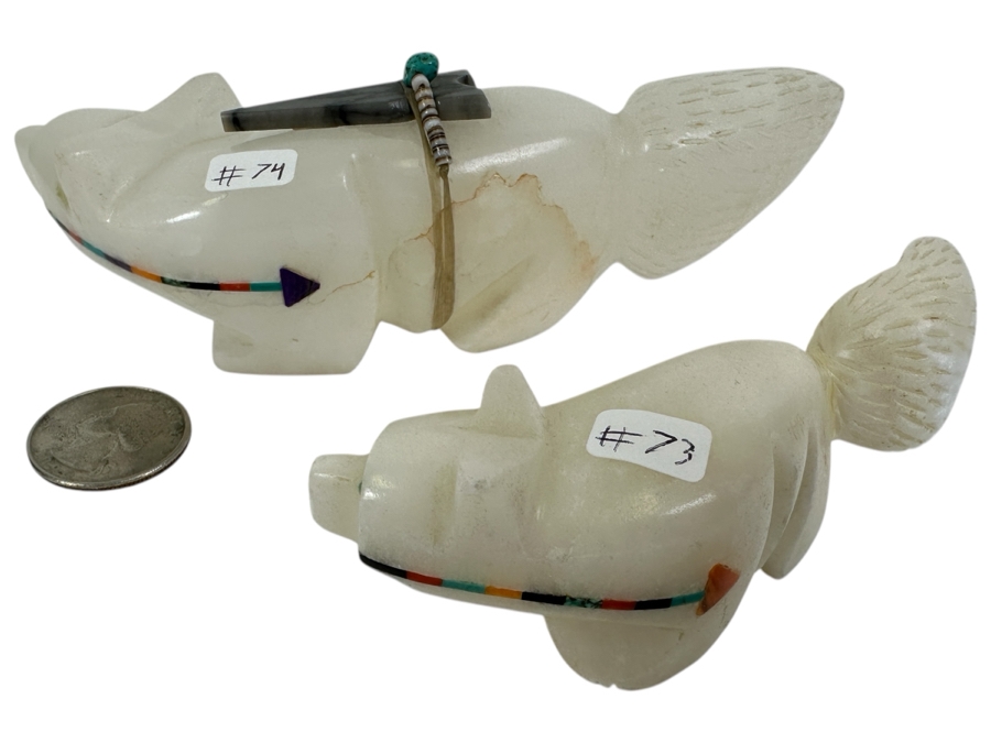 Zuni Alabaster Bear Fetishes 4.5'W, 6'W