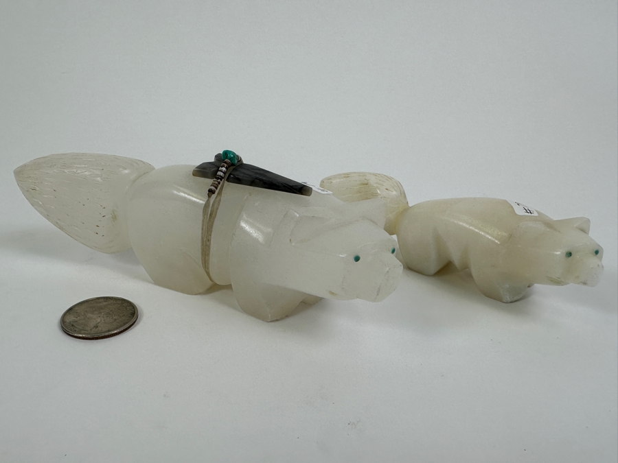 Zuni Alabaster Bear Fetishes 4.5'W, 6'W [Photo 7]