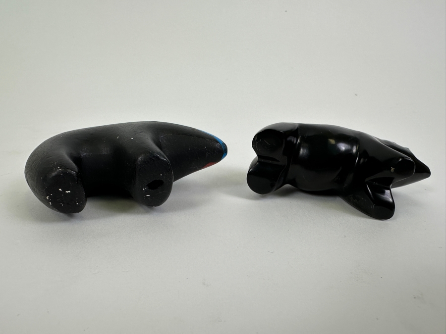 Native American Acoma Pottery Bear 1.75H (L) And Bear Fetish 1.5H (R) [Photo 6]