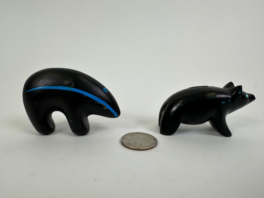 Native American Acoma Pottery Bear 1.75H (L) And Bear Fetish 1.5H (R) [Photo 5]