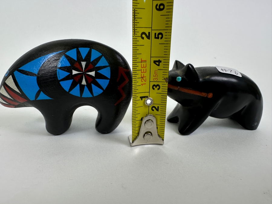 Native American Acoma Pottery Bear 1.75H (L) And Bear Fetish 1.5H (R) [Photo 7]