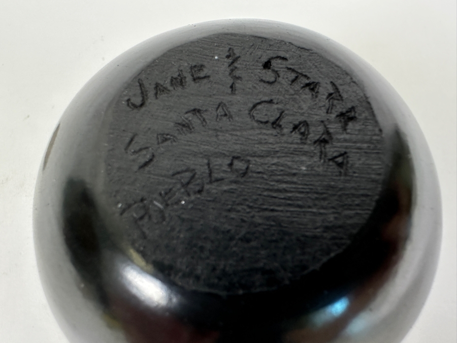 Santa Clara Pueblo Black Pottery Bowl Signed Jane and Starr [Photo 5]