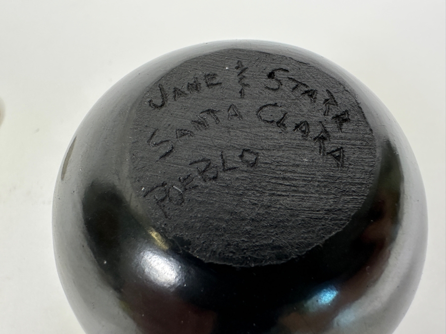 Santa Clara Pueblo Black Pottery Bowl Signed Jane and Starr [Photo 6]
