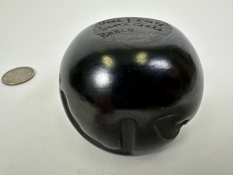 Santa Clara Pueblo Black Pottery Bowl Signed Jane and Starr [Photo 7]