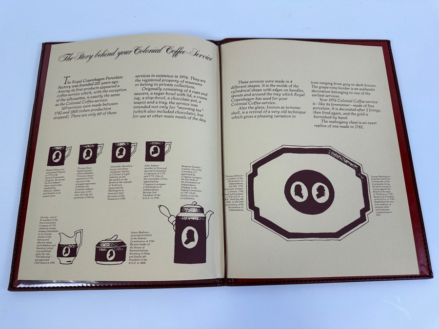 Rare Limited Edition Royal Copenhagen Porcelain Colonial Coffee Service Set In Fitted Chest Commemorating The Bicentennial Of The United States Of America Featuring Presidents Thomas Jefferson & George Washington Numbered 257 Of 300 Estimate $2,500-$3,000 [Photo 29]