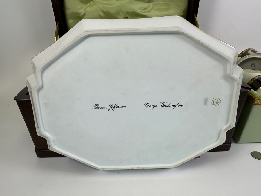 Rare Limited Edition Royal Copenhagen Porcelain Colonial Coffee Service Set In Fitted Chest Commemorating The Bicentennial Of The United States Of America Featuring Presidents Thomas Jefferson & George Washington Numbered 257 Of 300 Estimate $2,500-$3,000 [Photo 14]
