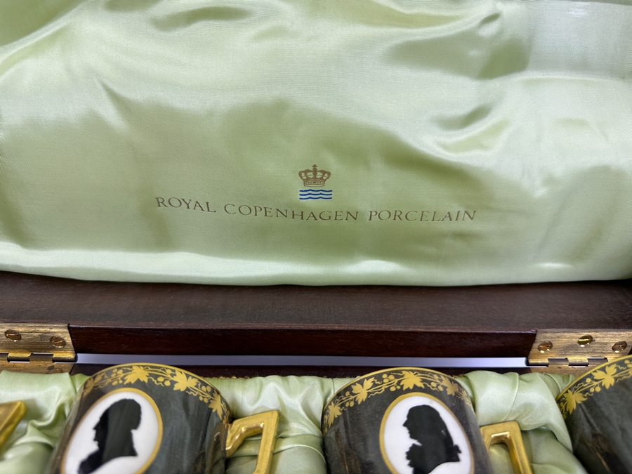 Rare Limited Edition Royal Copenhagen Porcelain Colonial Coffee Service Set In Fitted Chest Commemorating The Bicentennial Of The United States Of America Featuring Presidents Thomas Jefferson & George Washington Numbered 257 Of 300 Estimate $2,500-$3,000 [Photo 7]