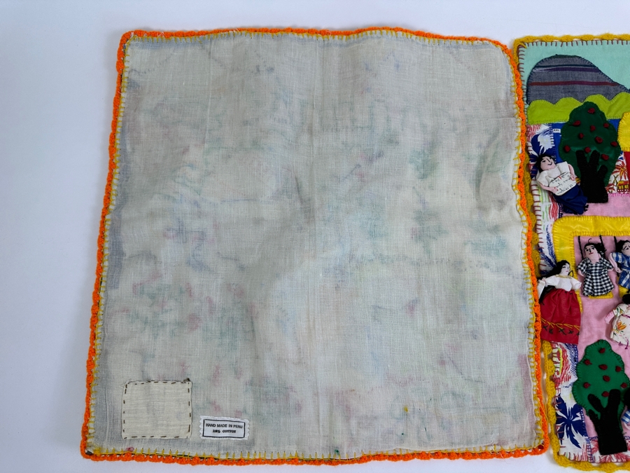 Pair Of Peruvian Arpillera 3-D Folk Art Textiles 19 X 19 [Photo 12]