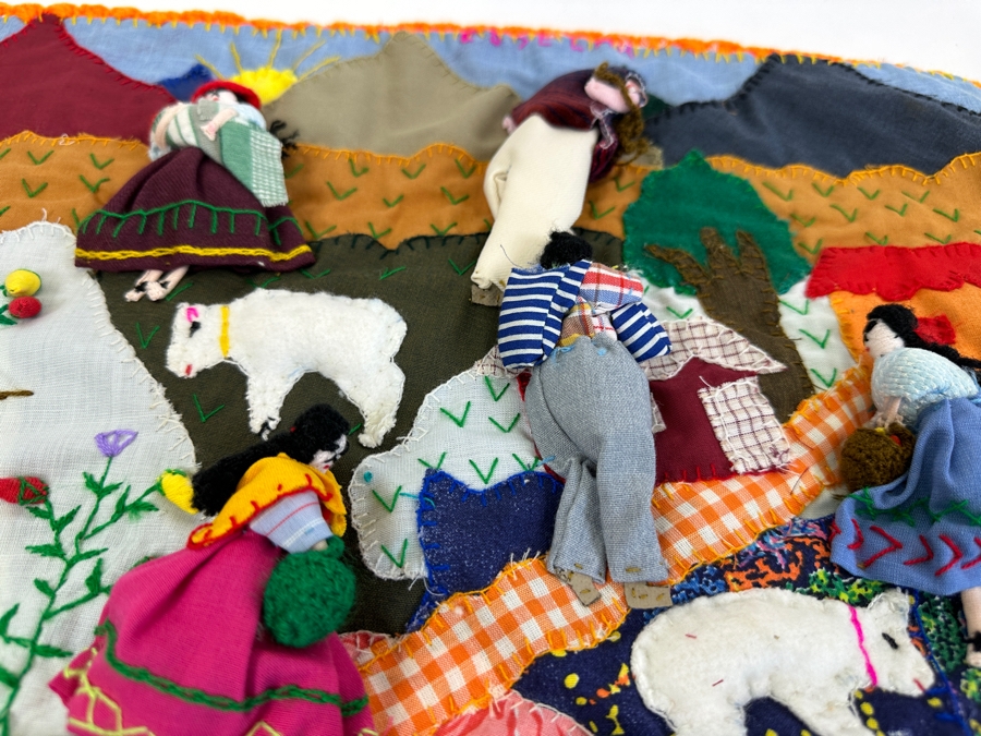 Pair Of Peruvian Arpillera 3-D Folk Art Textiles 19 X 19 [Photo 6]